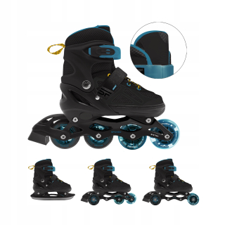 Detské nastaviteľné inline korčule 4v1 Spokey QUATTRO veľkosti 34-37
